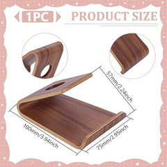 Walnut Wood Cell Phone Holder 2.95 Inch Smartphone Stand Desk Phone Mount Cellphone Cradle Handcrafted Wooden Cellphone Rest for Mobile Phones Tablet Placement