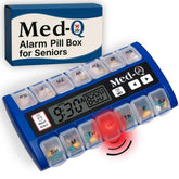 Med-Q Digital Pill Box with Alarms – Pill Organizer with Flashing Lights & Beeping Reminders – Monthly Pill Dispenser for Seniors, Dementia, Alzheimer’s, Medication & Vitamin Management
