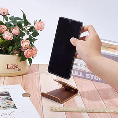 Walnut Wood Cell Phone Holder 2.95 Inch Smartphone Stand Desk Phone Mount Cellphone Cradle Handcrafted Wooden Cellphone Rest for Mobile Phones Tablet Placement