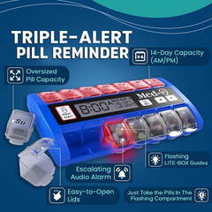Med-Q Digital Pill Box with Alarms – Pill Organizer with Flashing Lights & Beeping Reminders – Monthly Pill Dispenser for Seniors, Dementia, Alzheimer’s, Medication & Vitamin Management